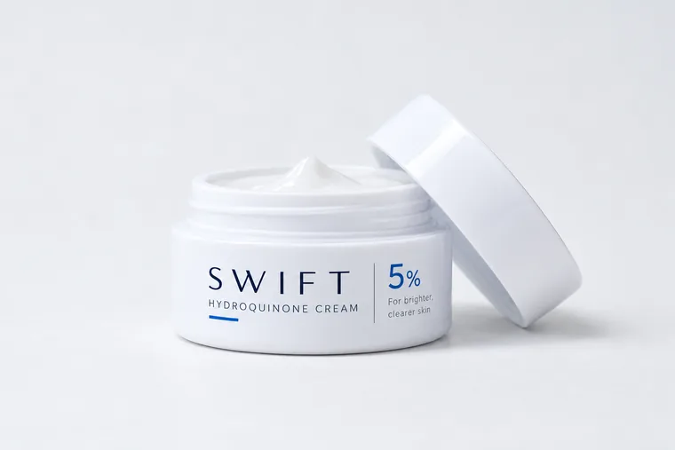 An open jar of Swift Hydroquinone Cream 5%