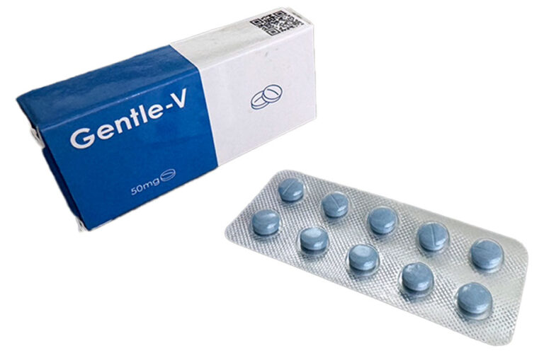 Gentle-V 50mg のパッケージと錠剤
